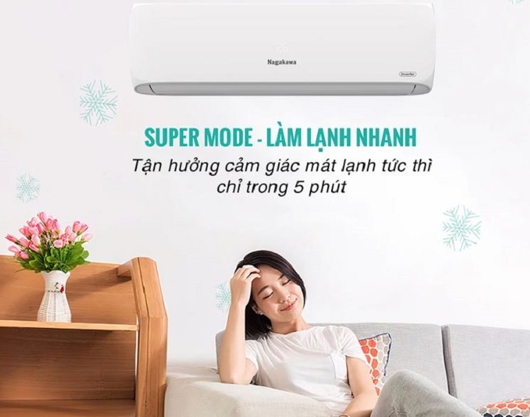 Điều hòa Nagakawa Inverter 24000 BTU 1 chiều NIS-C24R2H12 gas R-32 4 Điều hòa Nagakawa 24000 BTU 1 chiều Inverter NIS-C24R2H12 gas R-32