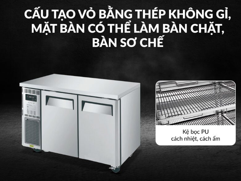 Bàn đông công nghiệp Turbo Air có vỏ inox Bàn đông công nghiệp Turbo Air