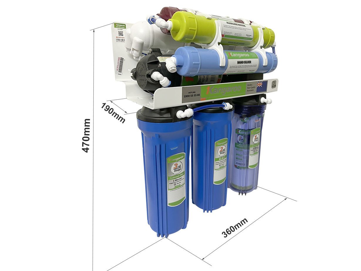 Kích thước của máy lọc nước Kangaroo KG104A