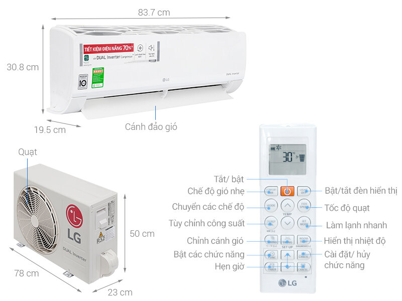Máy lạnh LG Inverter 1.5 HP V13ENS Máy lạnh LG Inverter 1.5 HP V13ENS
