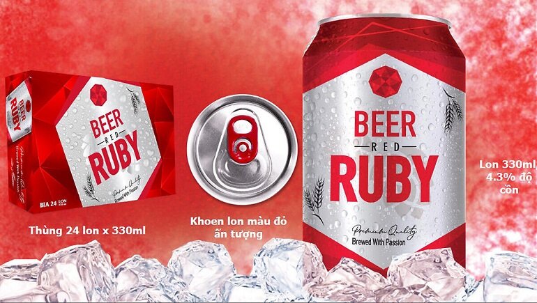 Thùng 24 lon bia Red Ruby lon 330ml
