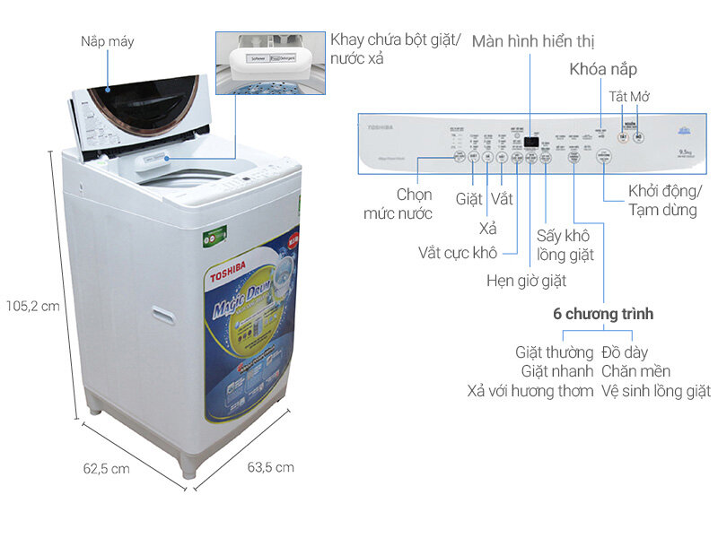 Máy giặt Toshiba 10.5 kg ME1150GV(WK) Máy giặt Toshiba 10.5 kg ME1150GV(WK)