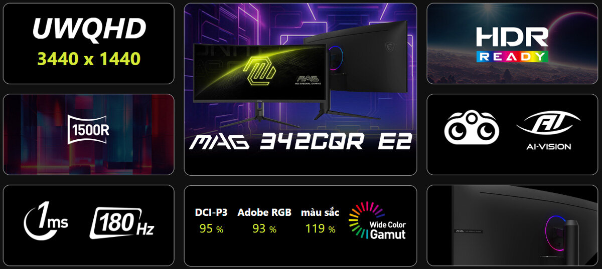 Màn hình Gaming UltraWide MSI MAG 342CQR E2