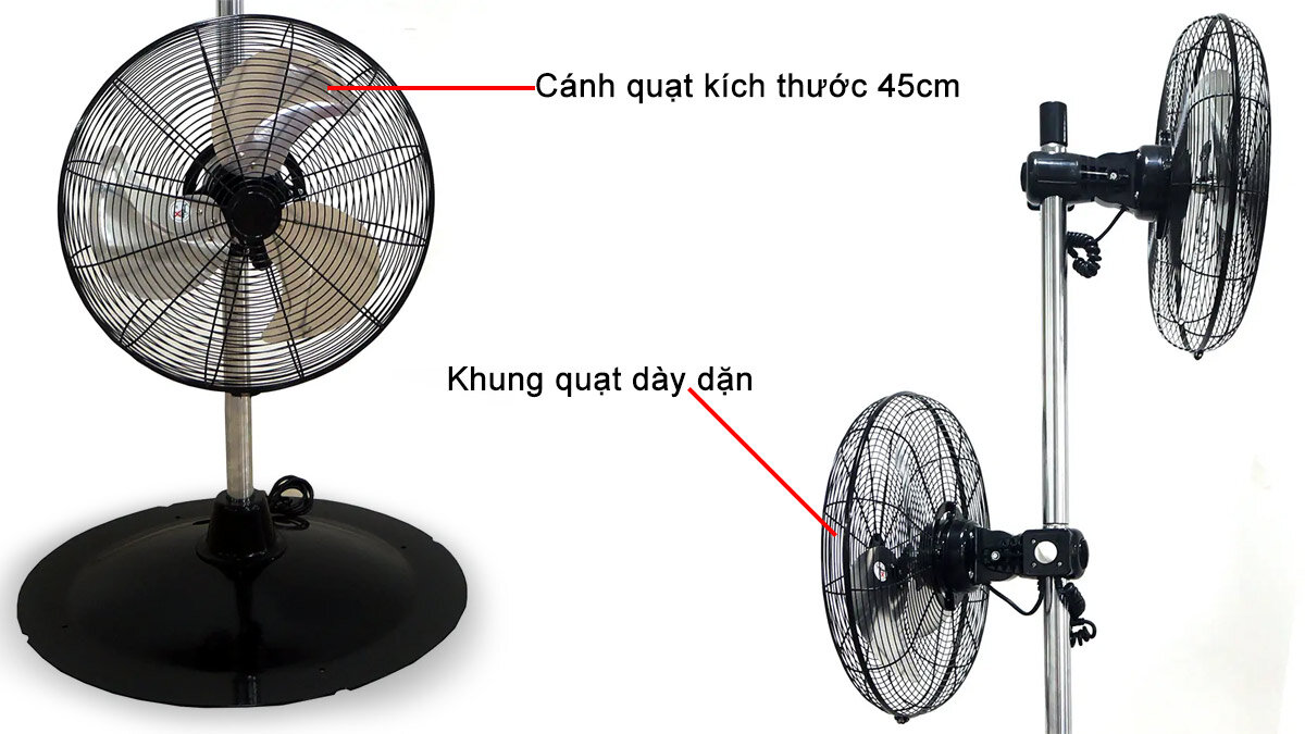 Quạt đứng 3 đầu Dasin DST-1845 chất liệu chắc chắn