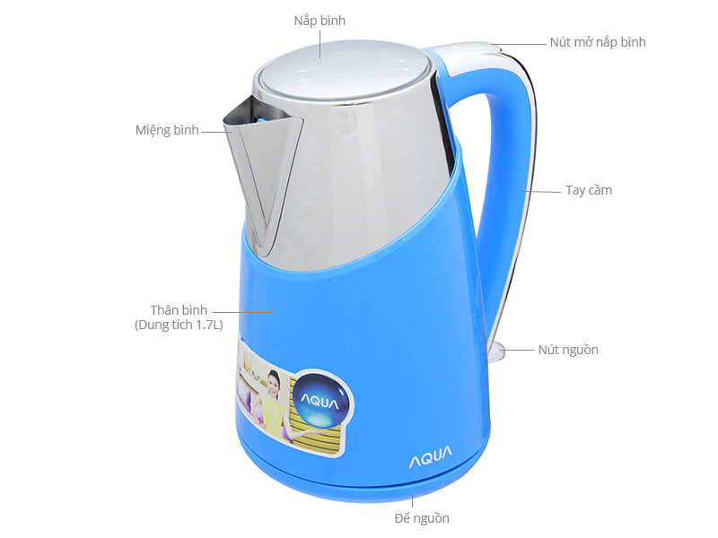 Bình đun siêu tốc Aqua AJK-F615 (BL) 1.7 lít Bình đun siêu tốc Aqua AJK-F615 (BL) 1.7 lít