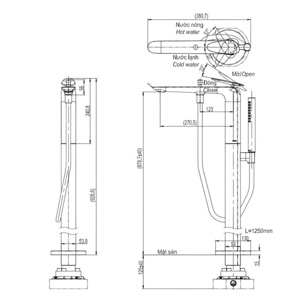 Bản vẽ kỹ thuật vòi xả bồn tắm TOTO TBP03301A