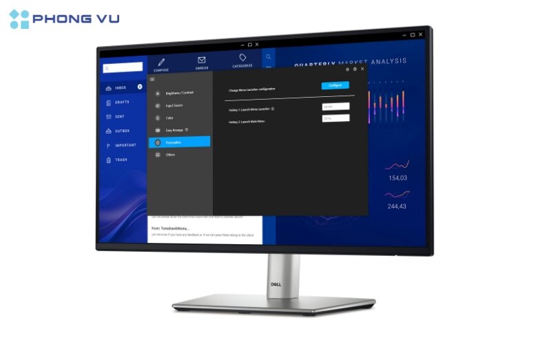 Thiết kế màn hình DELL P2225H tinh tế và linh hoạt với mọi nhu cầu sử dụng