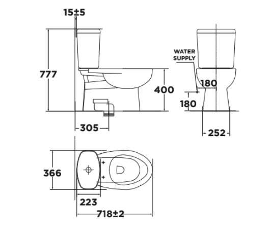 Bản vẽ kỹ thuật bồn cầu 2 khối American Standard VF-2714