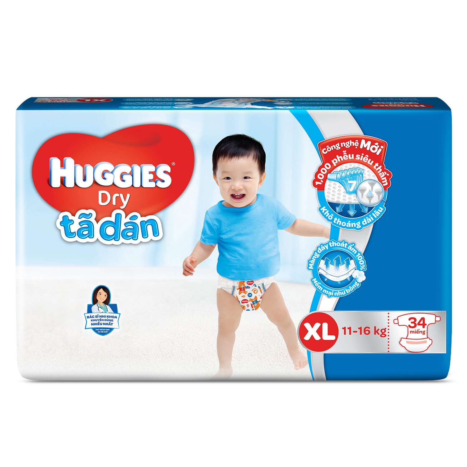  Bỉm - Tã dán Huggies size XL 62 miếng (cho bé 11 - 16kg)