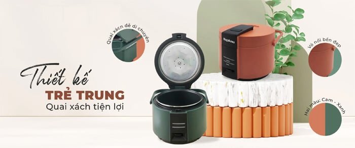 nồi cơm điện Nagakawa NAG0143 có thiết kế sang trọng, trẻ trung
