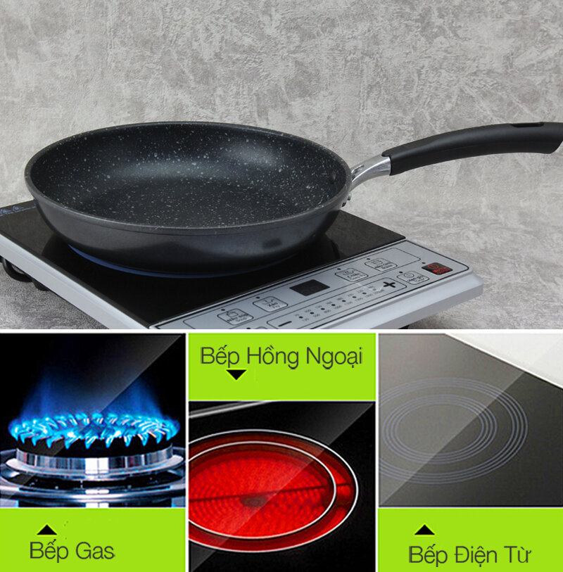 Chảo nhôm đáy từ chống dính đá hoa cương 26 cm Happycook Hera HFP-26 Chảo nhôm đáy từ chống dính đá hoa cương 26 cm Happycook Hera HFP-26