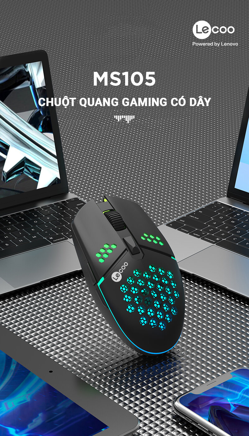 Chuột game Lecoo MS105 đen (USB)