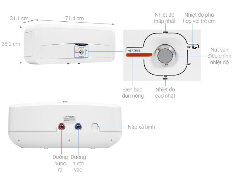 Bình nóng lạnh Ariston 20 lít SL2 20 R 2.5FE - MT