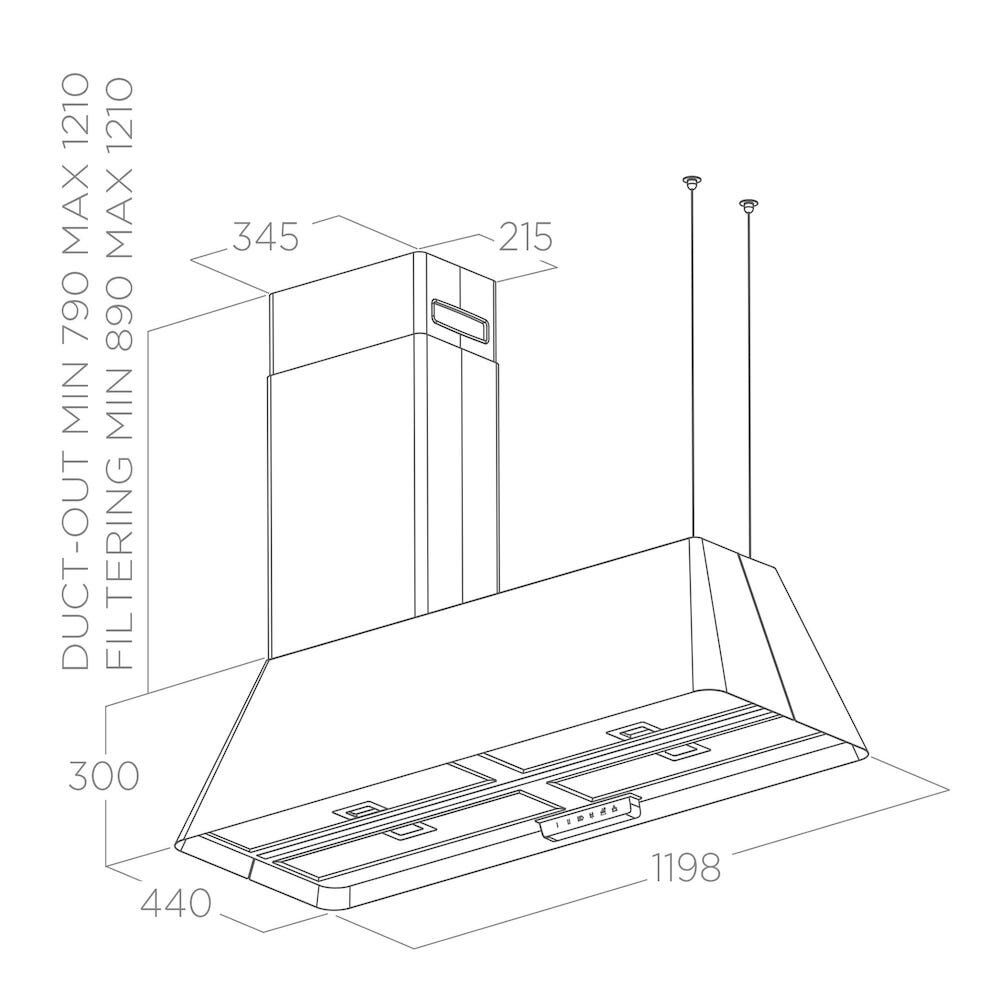 Bản vẽ kỹ thuật máy hút mùi đảo ELICA IKONA MAXXI PURE