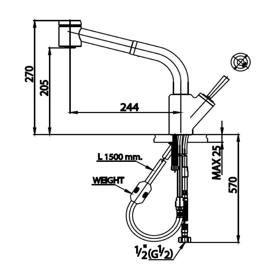 Bản vẽ kỹ thuật vòi bếp COTTO nóng lạnh CT2078J
