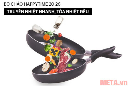 Cặp chảo trơn chống dính Happy Time 20cm và 26cm Cặp chảo trơn chống dính Happy Time 20cm và 26cm