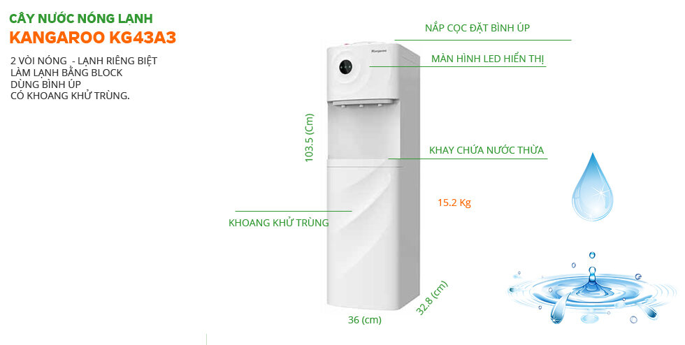 Cây nước nóng lạnh Kangaroo KG 43