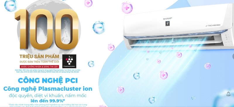 Điều hòa Sharp Inverter 12000 BTU 1 chiều AH-XP13BSW lọc không khí