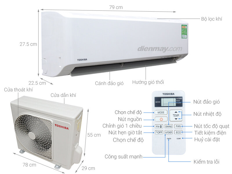 Máy lạnh Toshiba 1.5 HP RAS-H13S3KS-V Máy lạnh Toshiba 1.5 HP RAS-H13S3KS-V