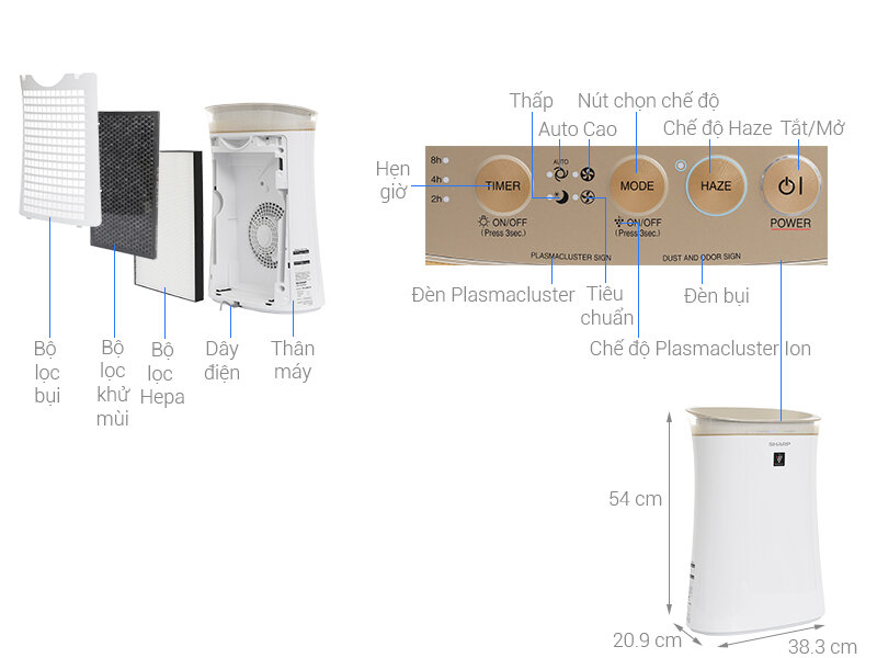 Máy lọc không khí Sharp FP-G50E-W Máy lọc không khí Sharp FP-G50E-W