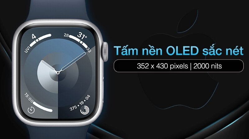Đồng hồ thông minh Apple Watch S9 41mm màn hình