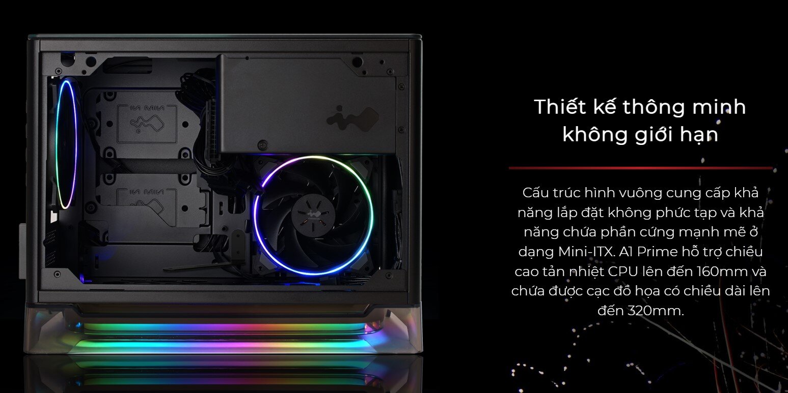Vỏ Case Inwin A1 Prime Black ( Mini Tower / Màu Đen/ Gắn sẵn bộ nguồn INWIN 750W 80plus GOLD và 2 Fan)