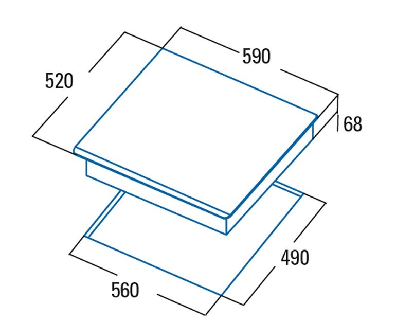 Kích thước bếp từ âm 3 vùng nấu Cata ISB 6130 BK
