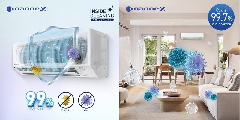 Điều hoà Panasonic Inverter 24000 BTU 1 chiều CU/CS-RU24AKH-8 lọc không khí tốt