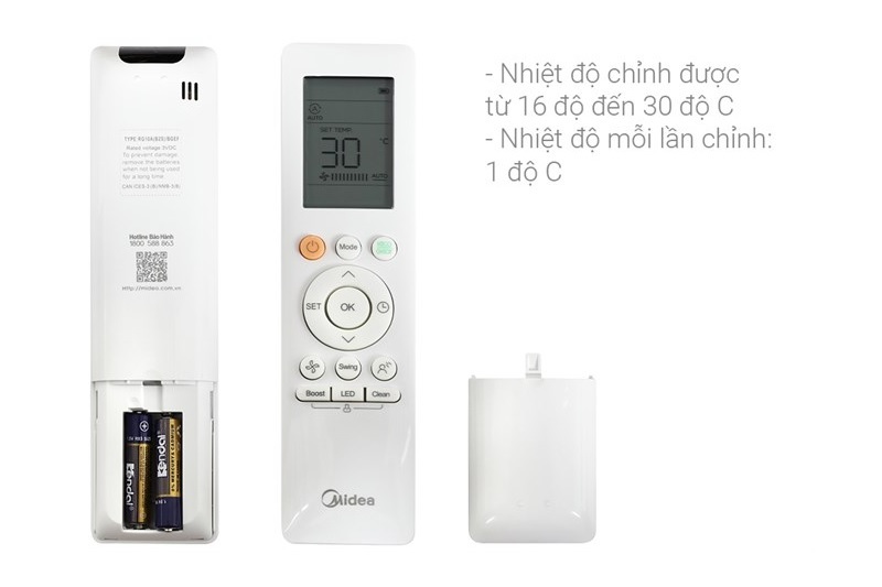 Điều hòa Midea Inverter 12000 BTU 1 chiều MSAGA-13CRDN8 gas R-32 10 Điều hòa Midea Inverter 12000 BTU MSAGA-13CRDN8 remote điều khiển từ xa