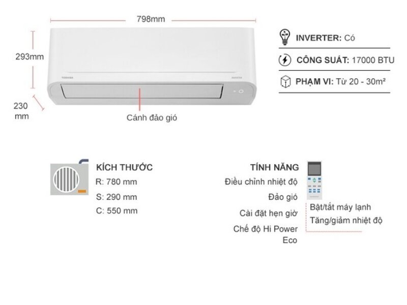 Điều hòa Toshiba Inverter 18000 BTU 1 chiều RAS-H18S4KCV2G-V thiết kế