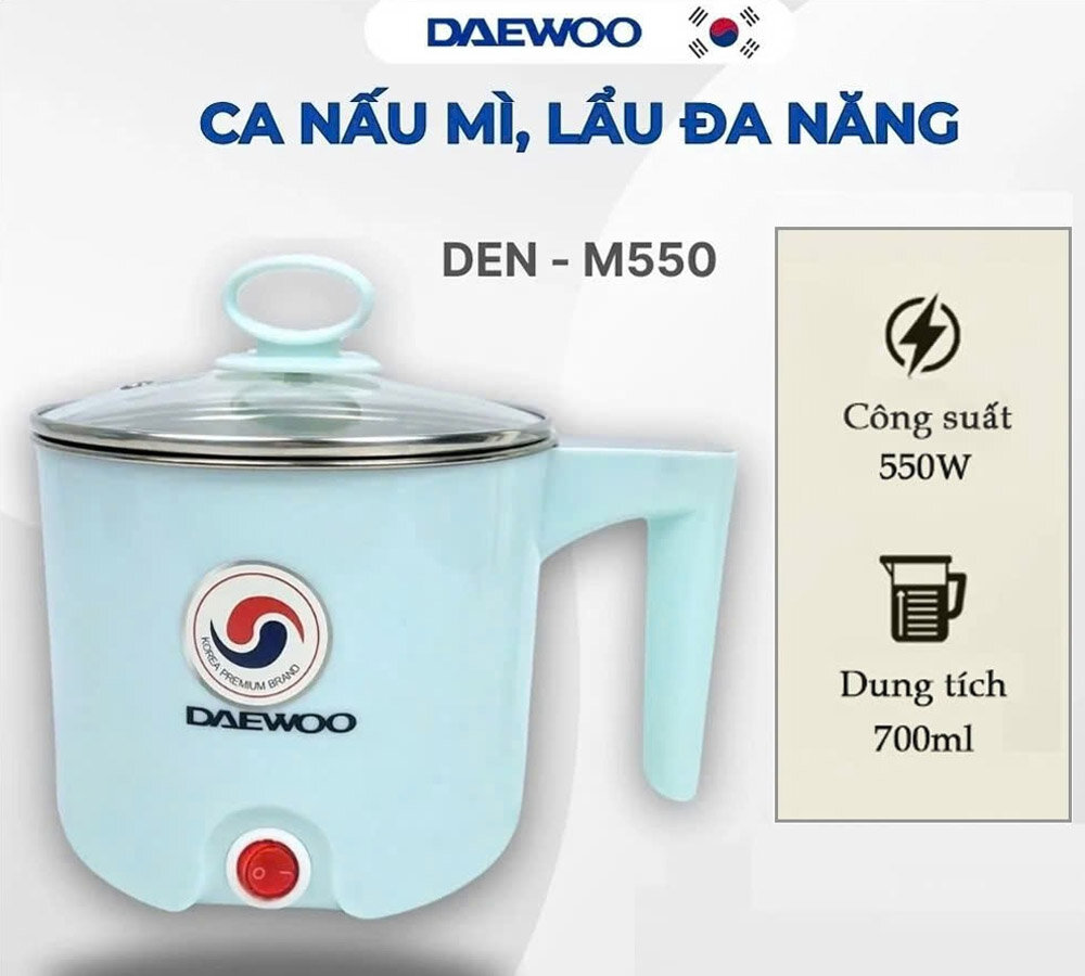 Nồi Nấu Mỳ Daewoo DEN-M550 700ml nấu chín thức ăn nhanh chóng