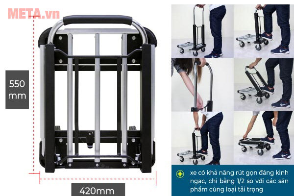 Xe đẩy hàng 4 bánh siêu rút gọn Advindeq HT-150A