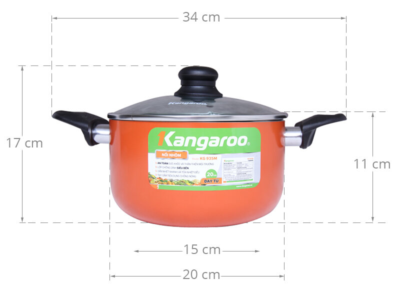 Nồi nhôm đáy từ chống dính 20cm Kangaroo KG935M Nồi nhôm đáy từ chống dính 20cm Kangaroo KG935M