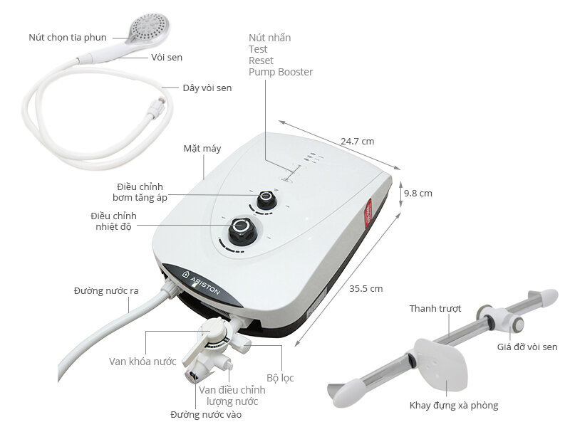 Máy nước nóng Ariston IM-4522EP 4.5 kW (Trắng) Máy nước nóng Ariston IM-4522EP 4.5 kW (Trắng)