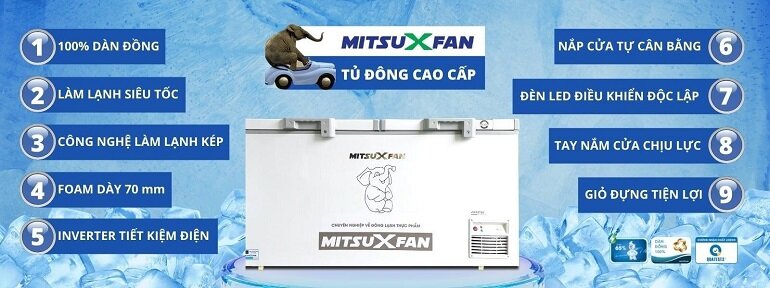  Tủ đông Mitsuxfan inverter 2 ngăn 300 lít MF2-250GW2