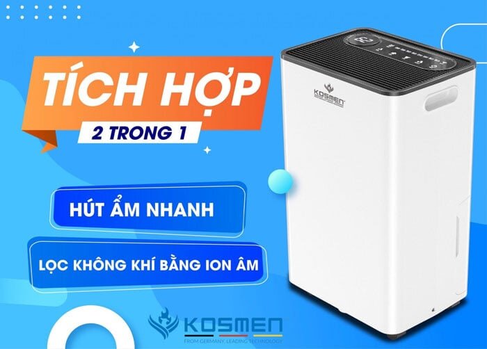 máy hút ẩm không khí công nghiệp Kosmen KM-60S có chức năng lọc không khí