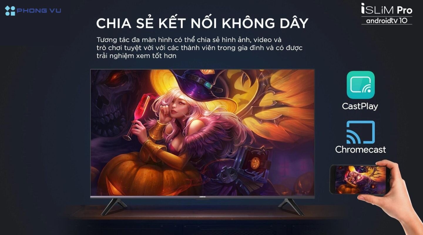 Smart Tivi Asanzo iSlim 4K 50 inch 50U73 có các kết nối độc quyền từ hãng như Miracast và Eshare