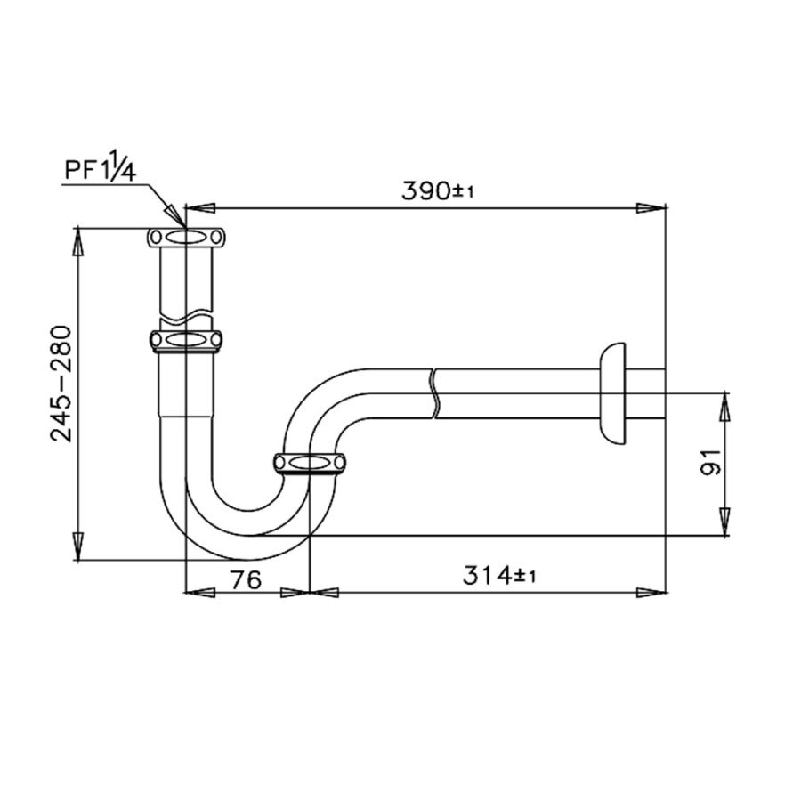 Bản vẽ kỹ thuật ống thải chữ P COTTO CT683AX(HM)