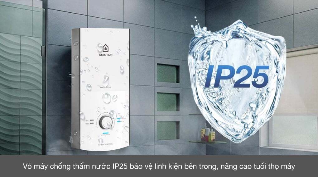 Máy nước nóng trực tiếp Ariston Aures Premium 4.5 có thiết kế nhỏ gọn, màu trắng trang nhã Máy nước nóng trực tiếp Ariston Aures Premium 4.5 có thiết kế nhỏ gọn, màu trắng trang nhã