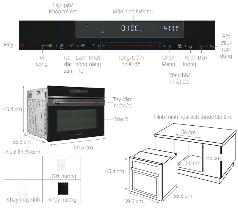Lò nướng kết hợp vi sóng lắp âm Hafele HCO-8T50A (538.01.431)