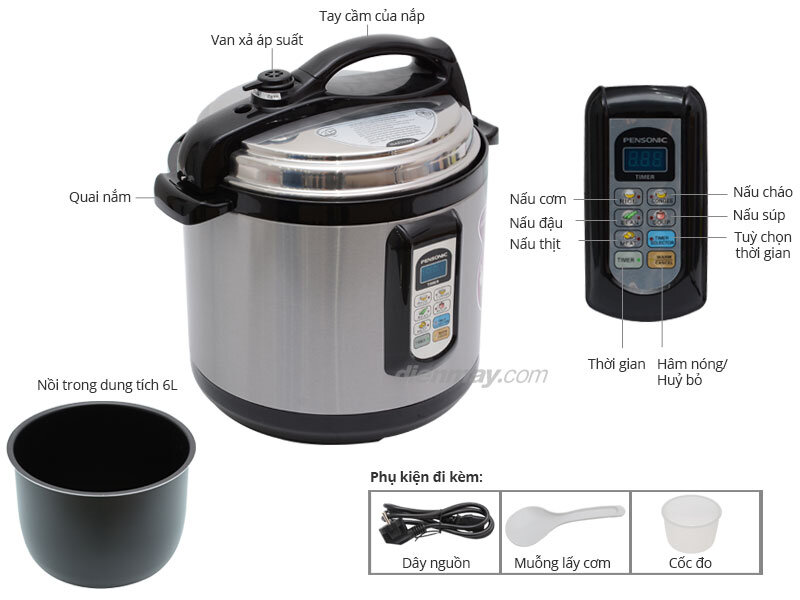 Nồi áp suất Pensonic PPC-1802, 6.0 lít Nồi áp suất Pensonic PPC-1802, 6.0 lít