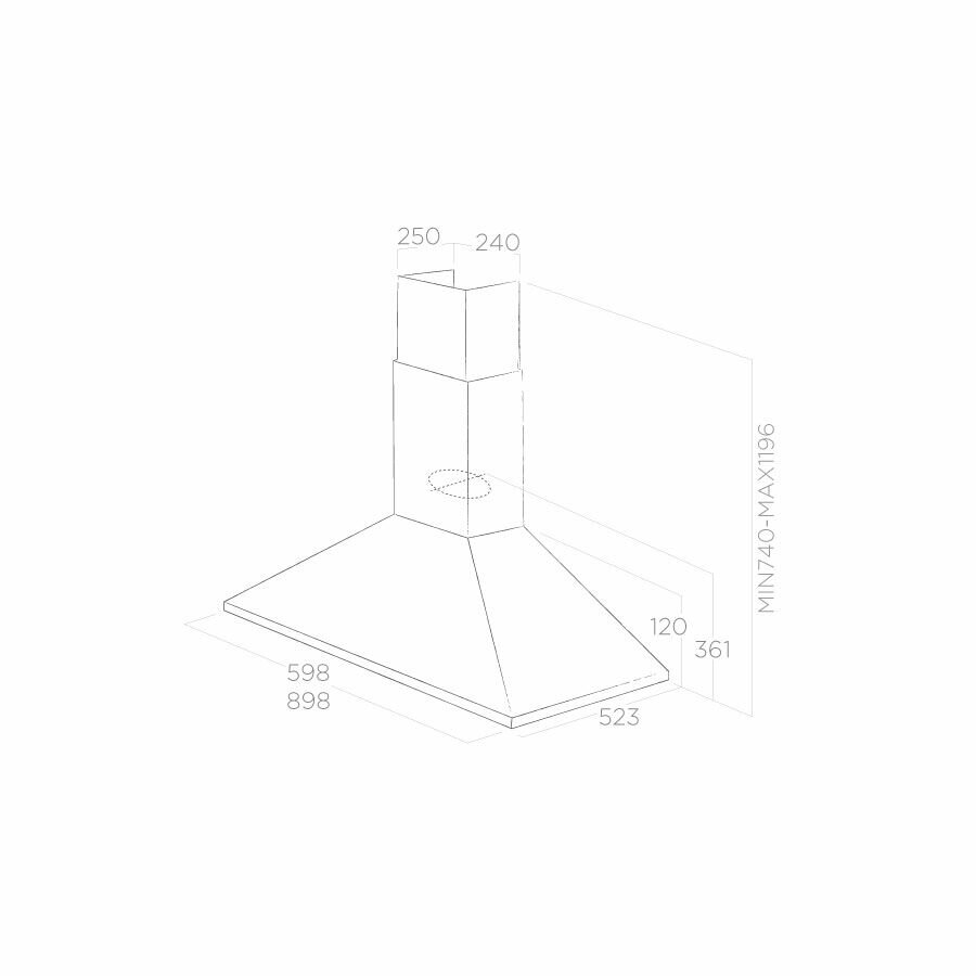 Bản vẽ kỹ thuật máy hút mùi áp tường ELICA CLAIRE