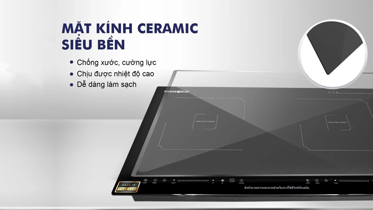 Mặt kính bếp từ đôi Panworld PW-1911 làm từ Ceramic
