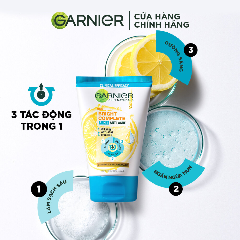 Sữa Rửa Mặt Garnier 3 Trong 1 Giảm Mụn & Sáng Da Sữa Rửa Mặt Garnier 3 Trong 1 Giảm Mụn & Sáng Da 50ml