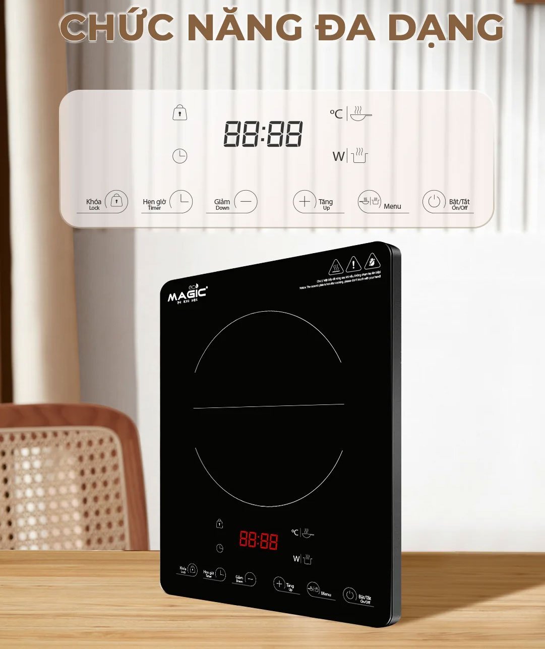 Bếp từ cảm ứng có chức năng đa dạng Bếp từ cảm ứng