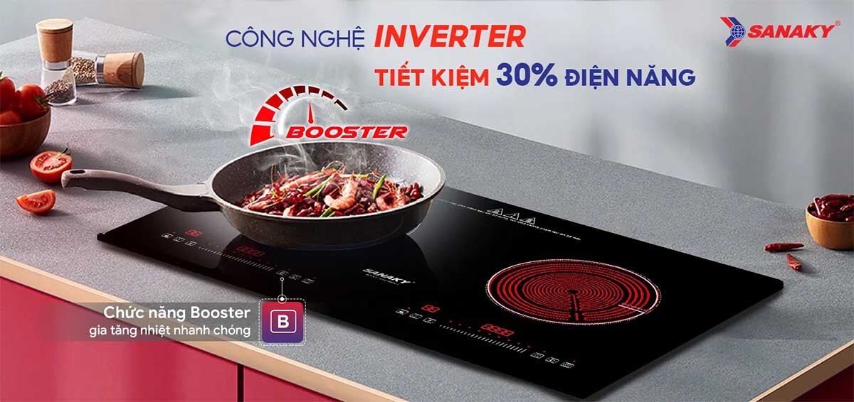 Bếp điện từ - Hồng ngoại Sanaky VH-5100HGT có chức năng Booster 