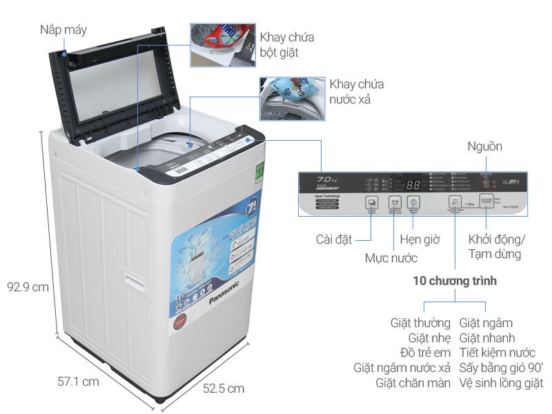 Máy giặt Panasonic 7 kg NA-F70VB7HRV Máy giặt Panasonic 7 kg NA-F70VB7HRV