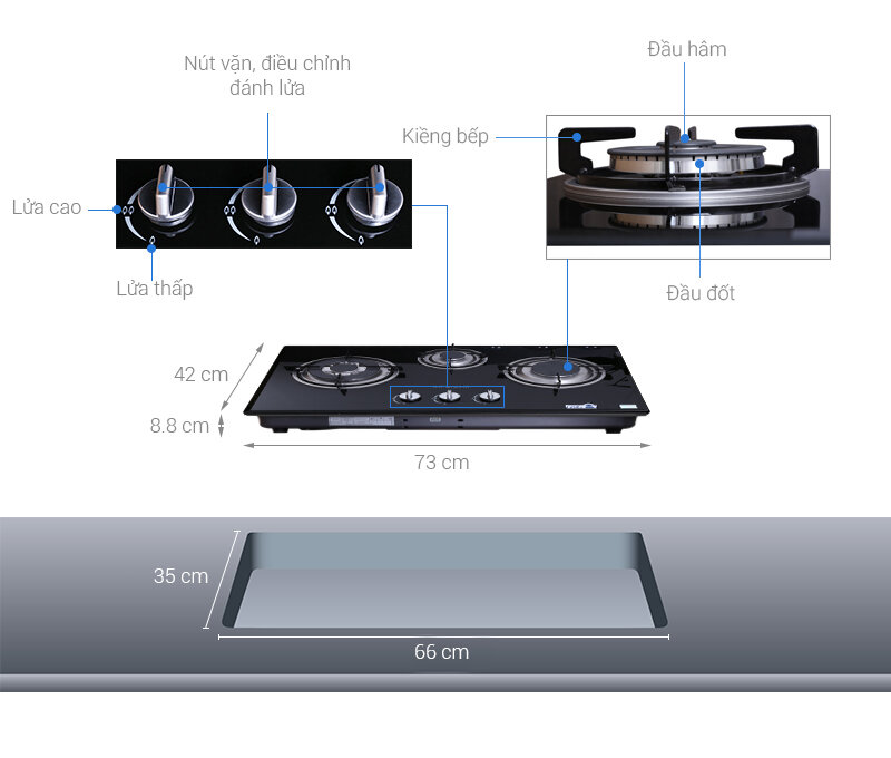 Bếp gas âm Malloca GHG 733B NEW Bếp gas âm Malloca GHG 733B NEW