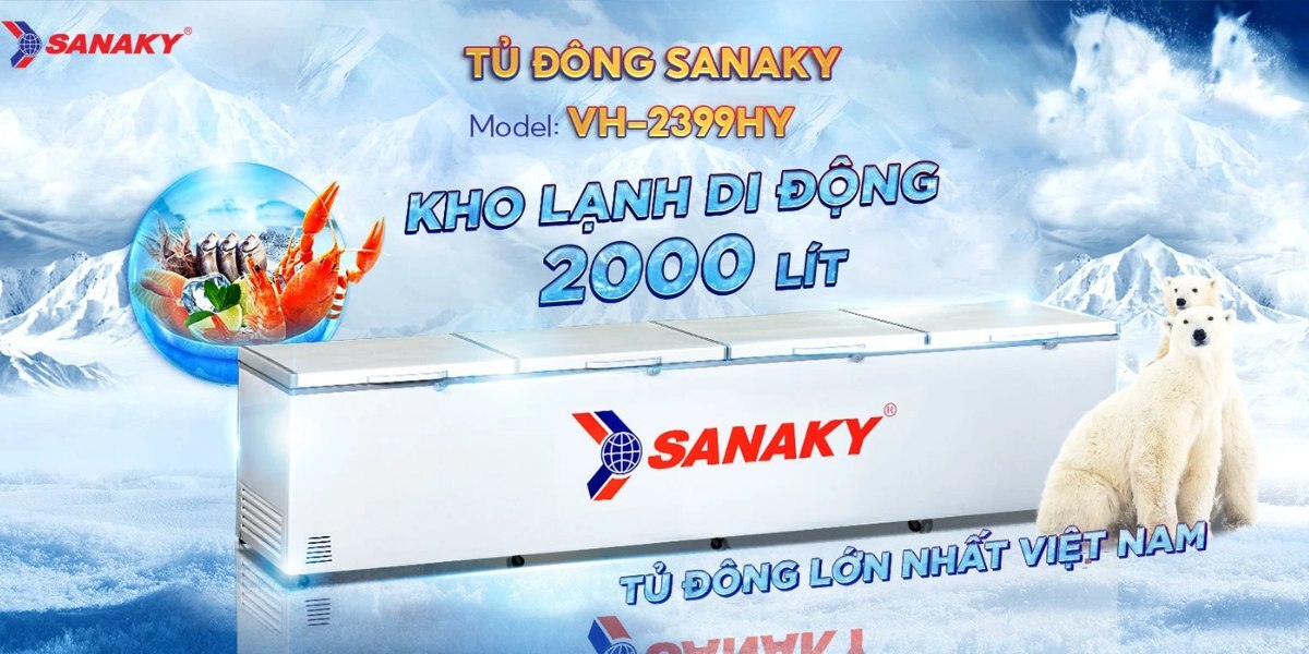 Tủ đông Sanaky 1 ngăn 2000 lít VH-2399HY 2 Thiết kế, dung tích của tủ đông Sanaky VH-2399HY
