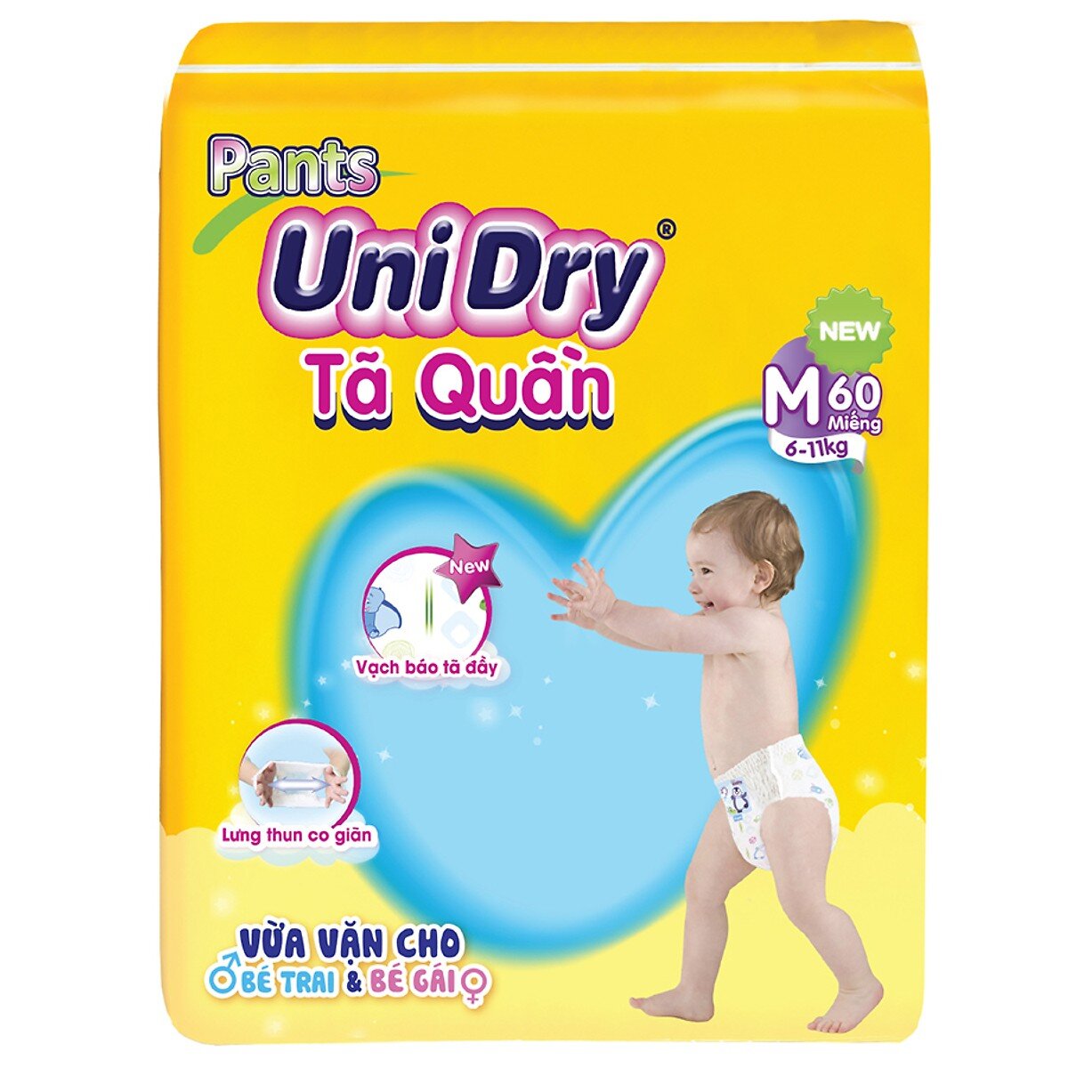  Tã quần Unidry size M 60 miếng (cho bé 6-11kg)